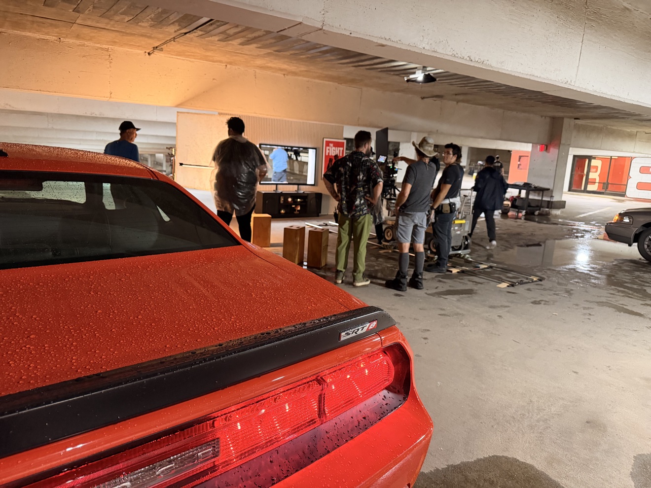 On set with the crew